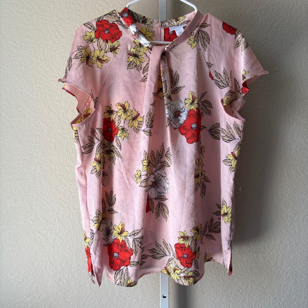Liz Claiborne Pink Floral Blouse Size L